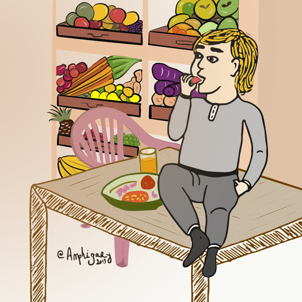 enfant mangeant une fraise