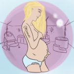 femme debout dans salle accouchement